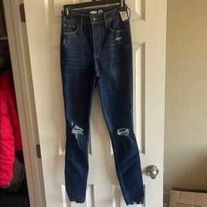 Old Navy Blue Skinny Jeans with Distressed Knees NWT